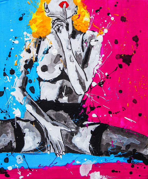 Painting titled "Hot Summer 16" by Lady Redhorns, Original Artwork, Acrylic