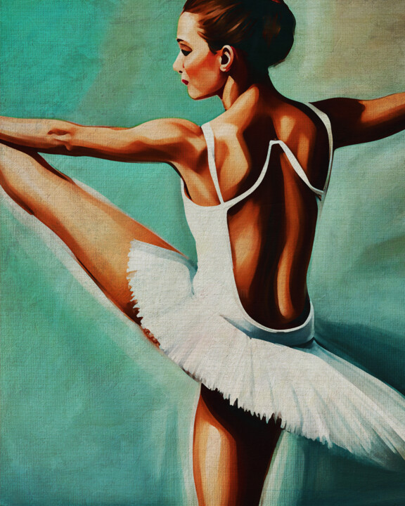 Peinture intitulée "Ballerina with one…" par Jan Keteleer, Œuvre d'art originale, Peinture numérique