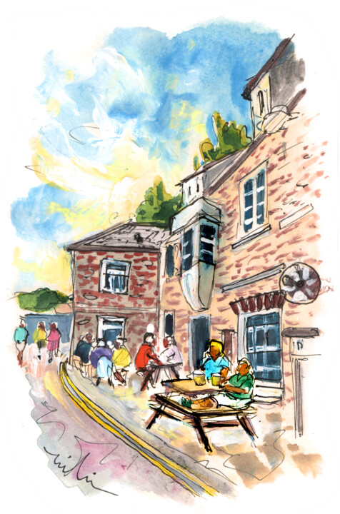 Painting titled "Padstow 06" by Miki De Goodaboom, Original Artwork, Watercolor
