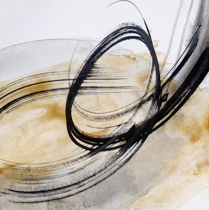 Peinture intitulée "Rock'n roll heart (…" par Isabelle Mignot, Œuvre d'art originale, Encre