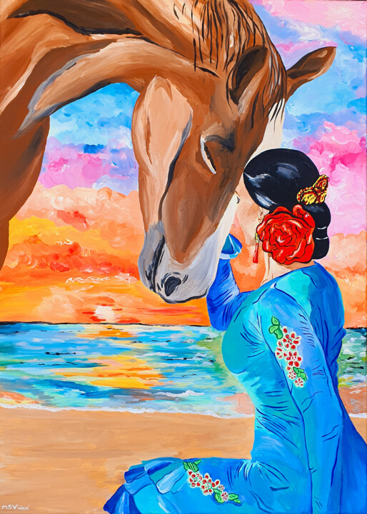 Horse and flamenco 绘画, 27.6x19.7 in