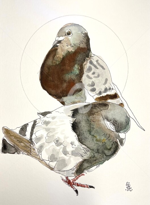 Ms Pidge and Bailey 3 (original)(Chicago, USA) 绘画, 10x7 in