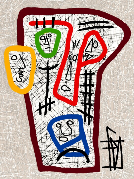 Digital Arts titled "groupe nominal" by Franck Vidal, Original Artwork, Digital Painting