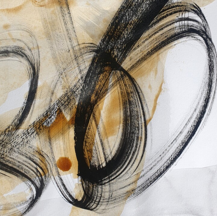 Peinture intitulée "Rock'n roll heart (…" par Isabelle Mignot, Œuvre d'art originale, Encre