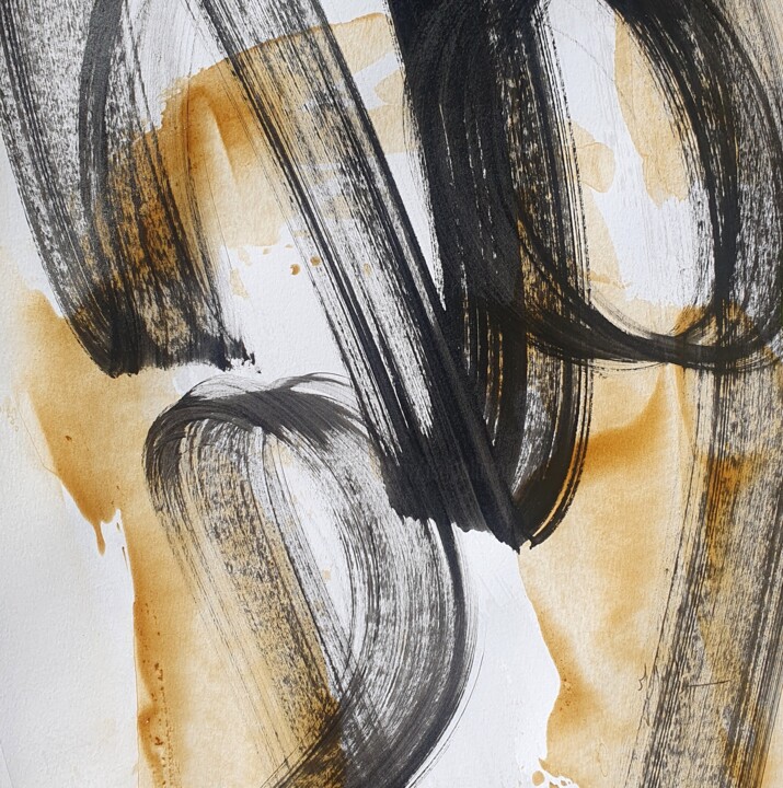 Peinture intitulée "Rock'n roll heart (…" par Isabelle Mignot, Œuvre d'art originale, Encre