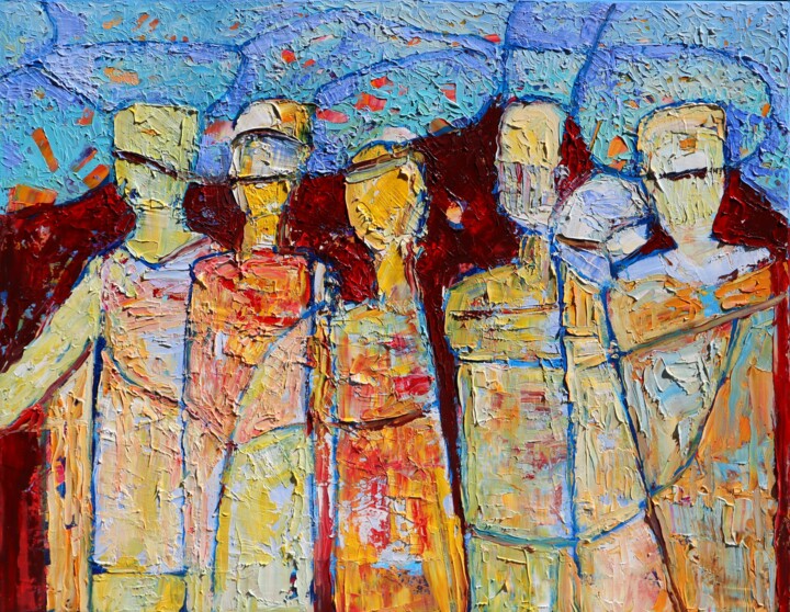 Abstract people Postacie Figures Impasto palette knife 绘画, 31.5x39.4 in