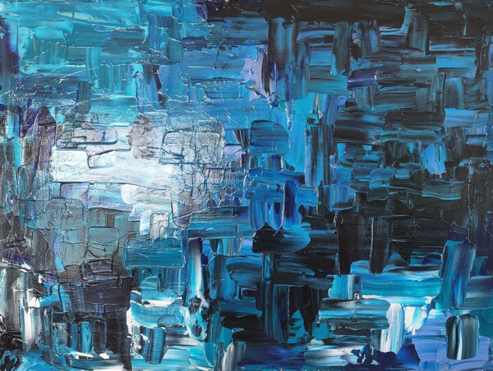 Malerei mit dem Titel "Blue Forty-Eight" von Dane Kidd, Original-Kunstwerk, Acryl Auf Keilrahmen aus Holz montiert