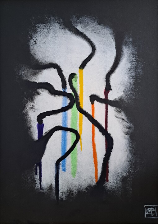 La lumière attire l ombre(2eme partie),insoutenable lumière. 绘画, 27.6x19.7 in