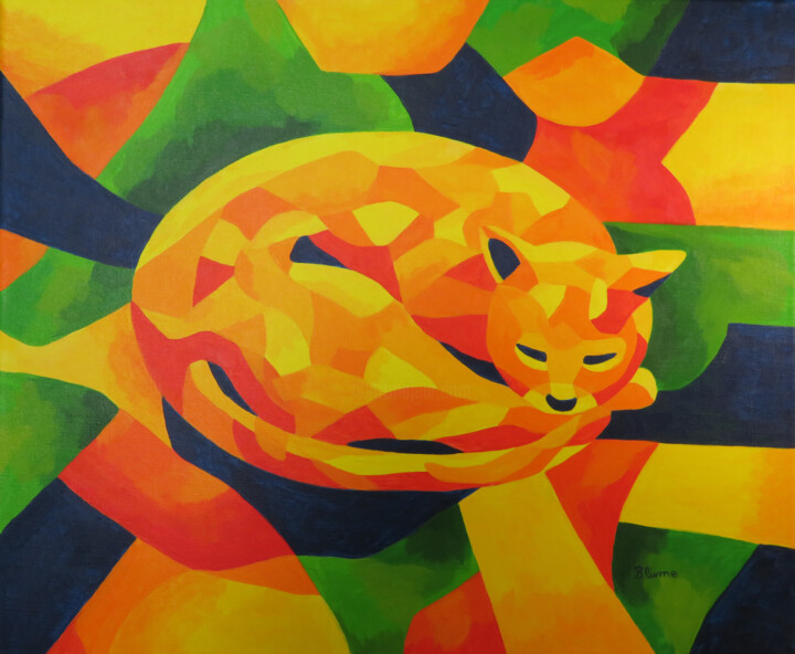 Colourful Catnap 绘画, 19.7x23.6 in