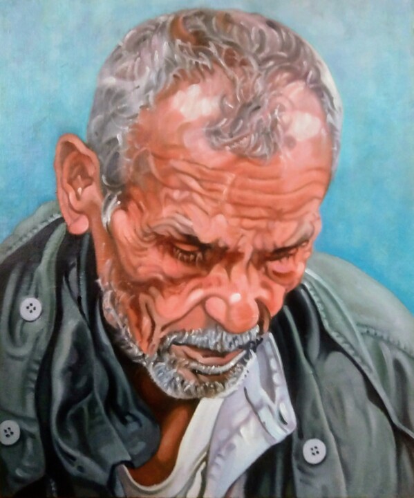 A blind muazzin 미술작품, 17.9x15 in