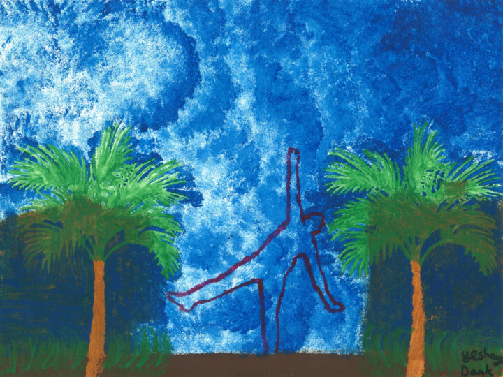 dancing in a tropical paradise 绘画, 9x12 in