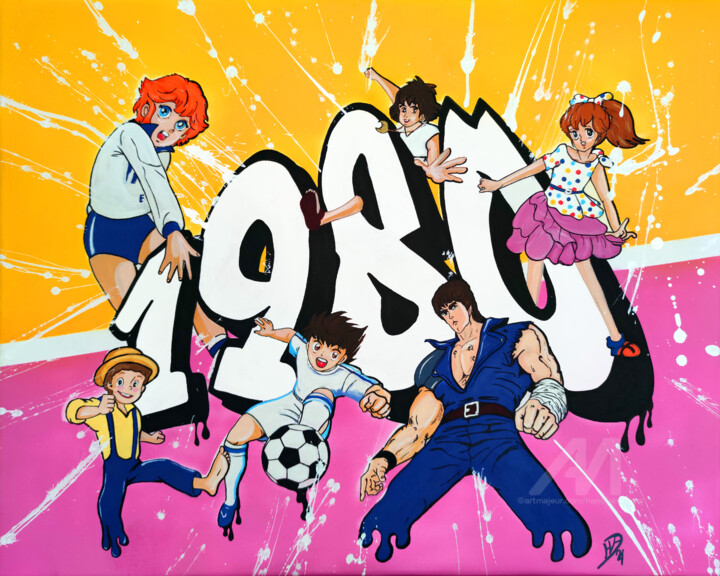 "1980" başlıklı Tablo Handfabdream tarafından, Orijinal sanat, Akrilik Ahşap Sedye çerçevesi üzerine monte edilmiş