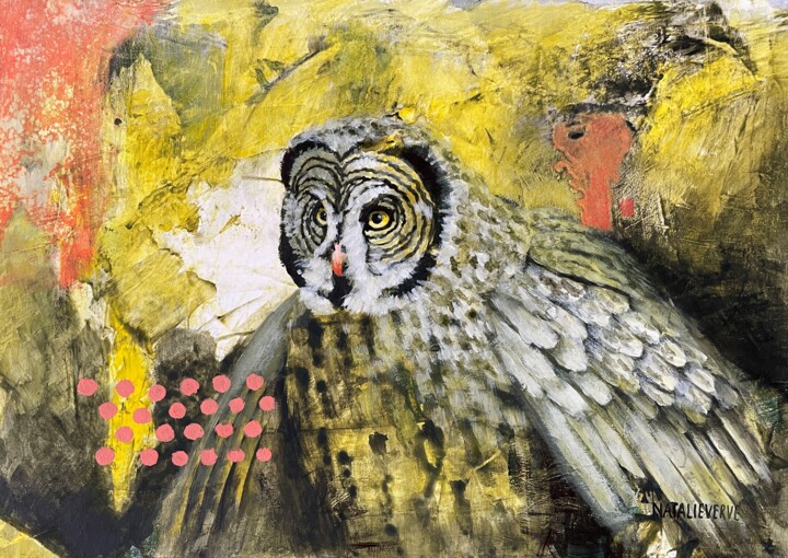 Great Grey Owl 2. 绘画, 11.4x16.1 in