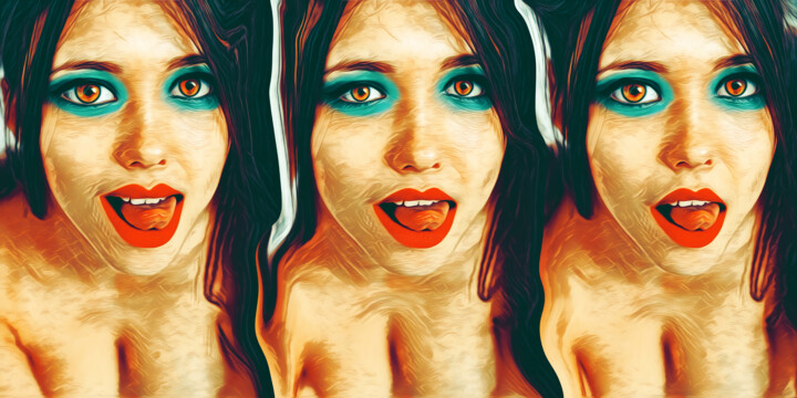 The portrait of the modern girl 数字艺术, 11.6x23.2 in