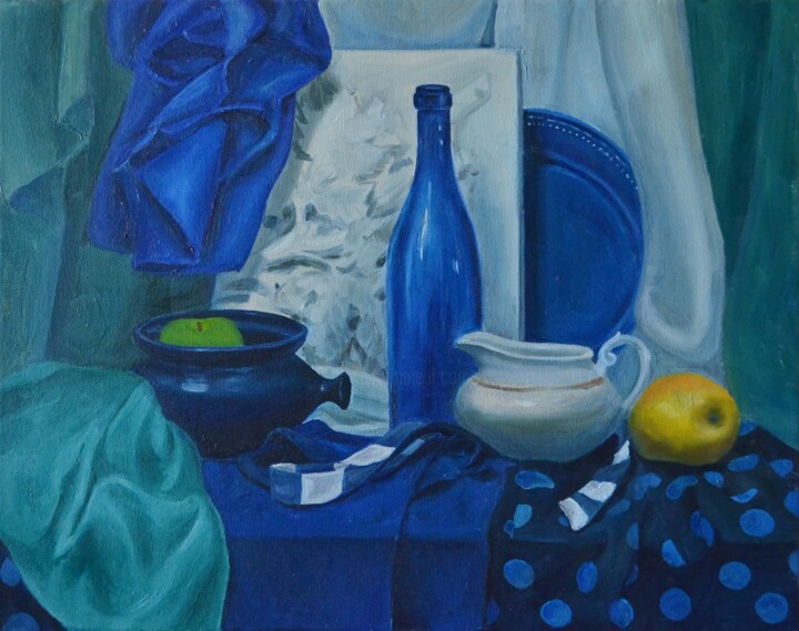 Blue Still Life 绘画, 15.8x19.7 in