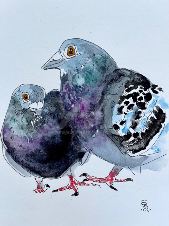 Pickle and Preston 2 (original)(New York, USA) 绘画, 10x7 in