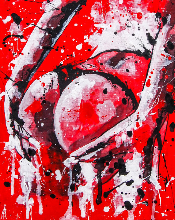 lady in Red 绘画, 11.8x9.5 in