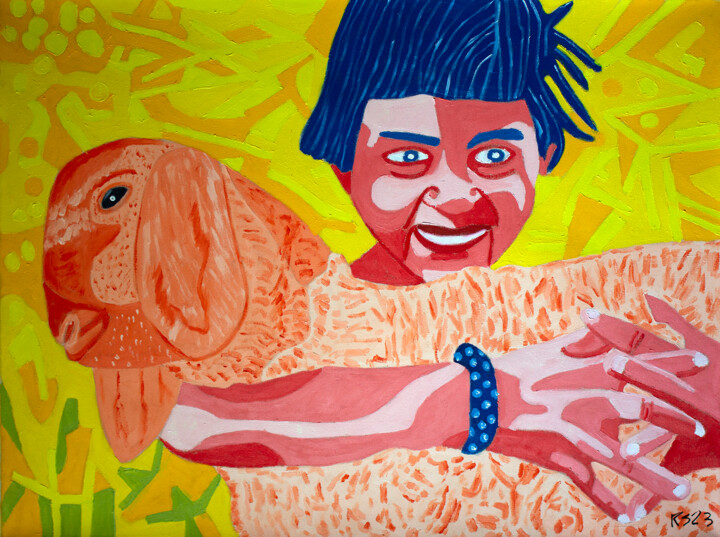 Child with Goat 绘画, 30x40 in