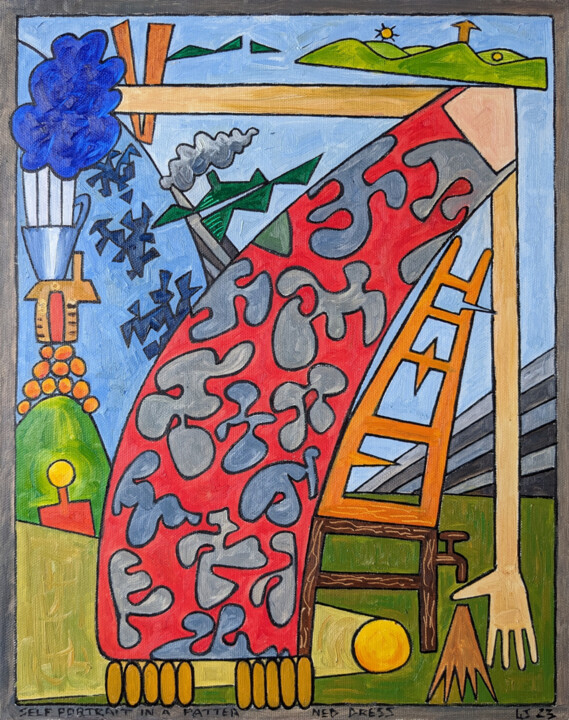 Painting titled "Self Portrait In A…" by Gerald Shepherd F.F.P.S., Original Artwork, Oil Mounted on Wood Panel