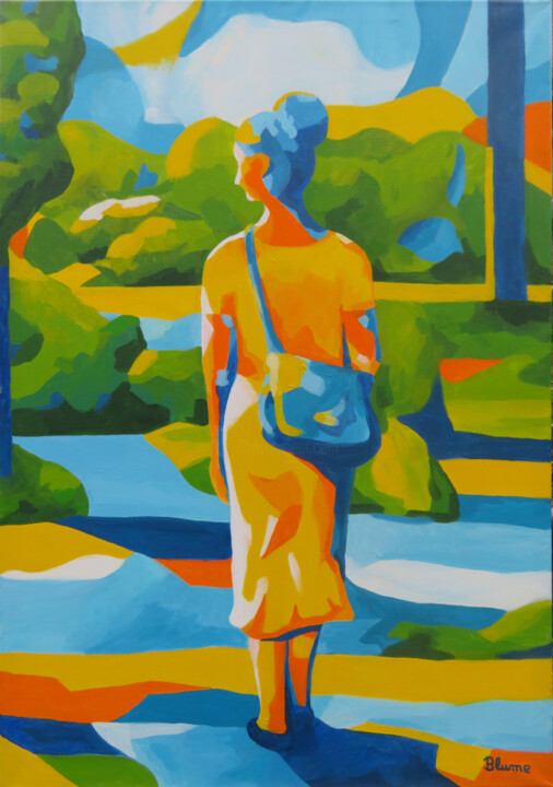 Woman in a Park 绘画, 39.4x27.6 in