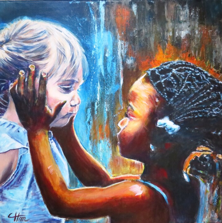 Peinture intitulée "UNE RENCONTRE" par Chantal Martin (chm), Œuvre d'art originale, Acrylique