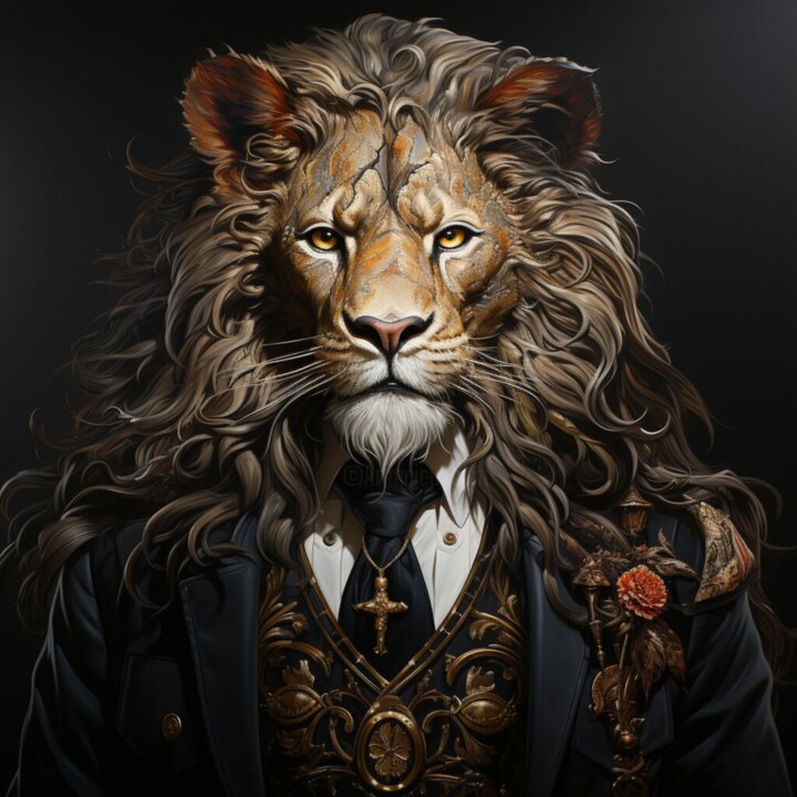 LION ANTHROPOMORPHISME 数字艺术, 31.5x31.5 in