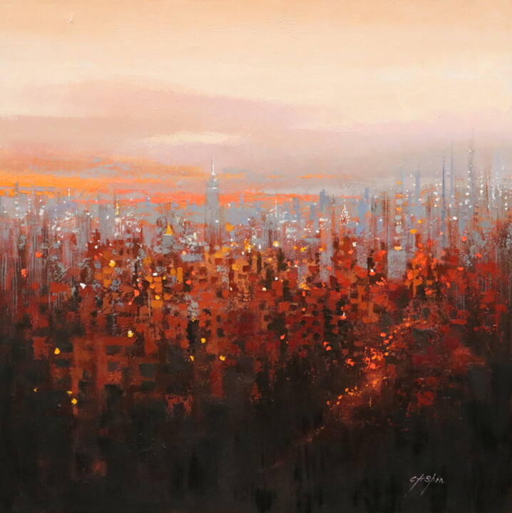 Autumn in New York 绘画, 36x36 in