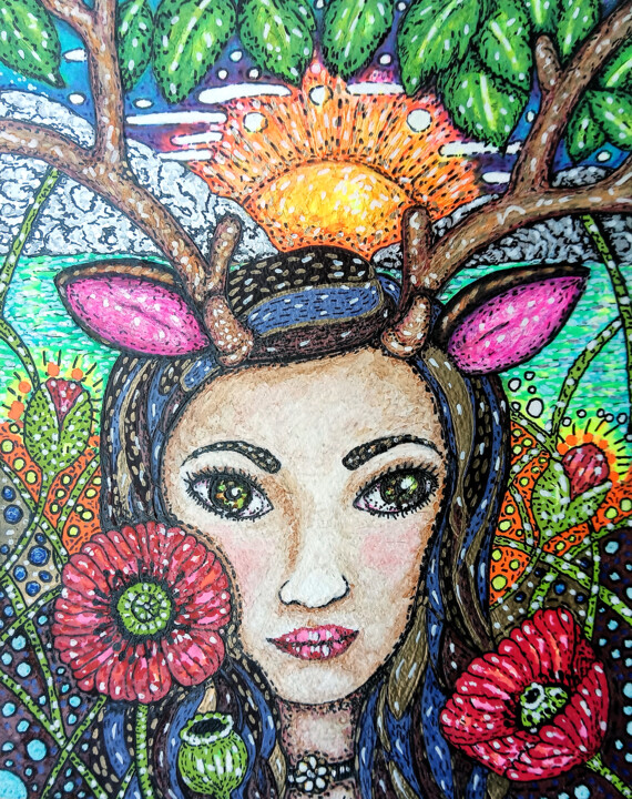 Femme Renne 图画, 12.6x9.5 in