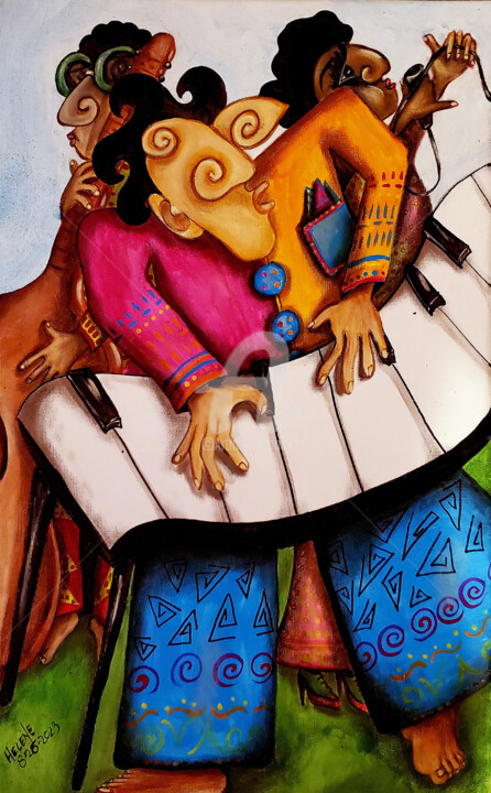 The Three Musicians 绘画, 18x12 in