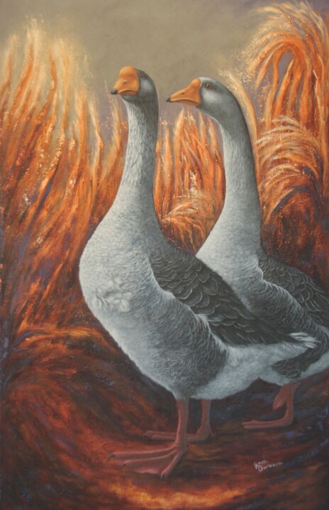 Painting titled "Tu m'en veux encore" by Ginette Berthiaume, Original Artwork, Acrylic Mounted on Wood Stretcher frame