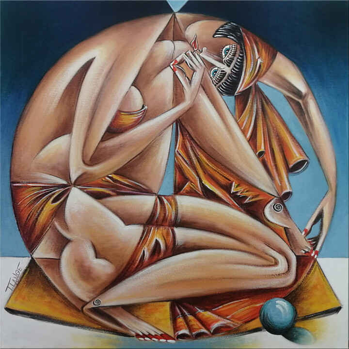 Woman Chillout #M190 绘画, 19.7x19.7 in