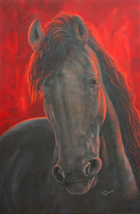 Painting titled "Dans tes yeux" by Ginette Berthiaume, Original Artwork, Acrylic Mounted on Wood Stretcher frame