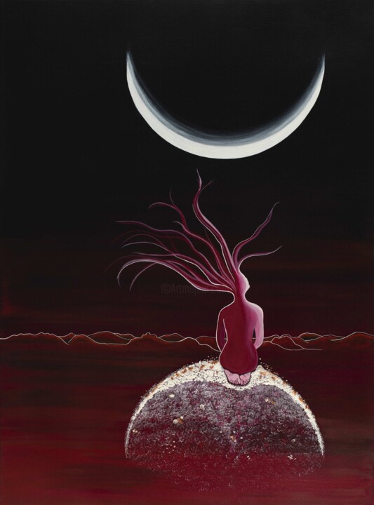 Entre ombre et lumière sur mon rayon de lune 绘画, 28.7x21.3 in