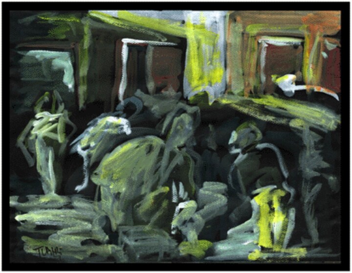Fiesta in Paris 绘画, 11.8x15.8 in