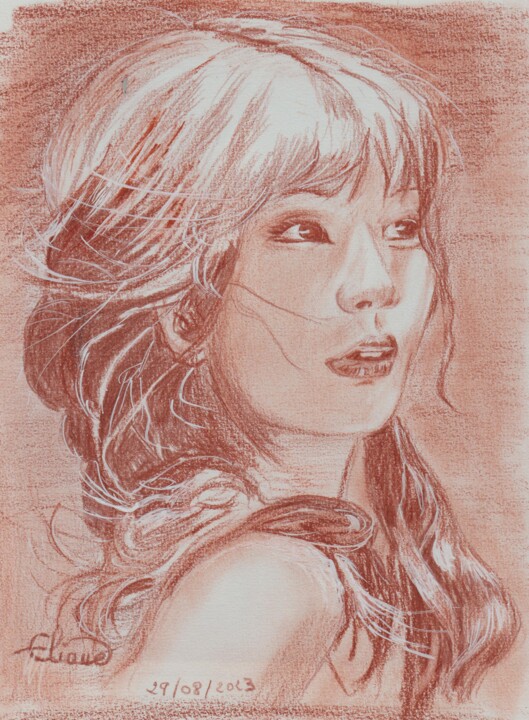 Beauté asiatique 图画, 9.1x6.7 in