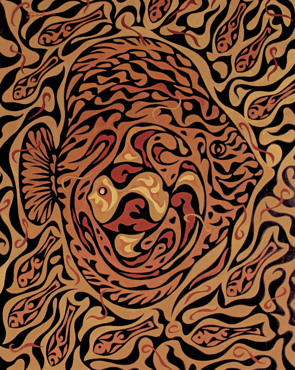 Ichthys. The element of water. 绘画, 49.2x39.4 in