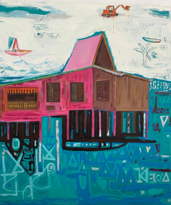 Great Traditional House 绘画, 51.2x43.3 in