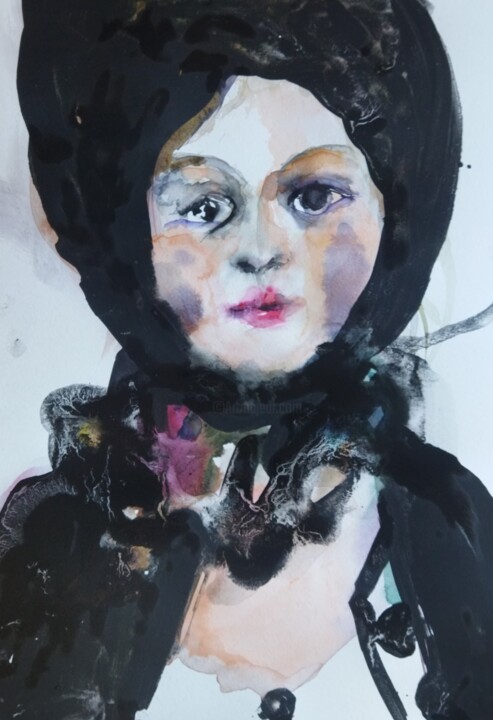 Une jolie fillе 绘画, 16.5x11.4 in