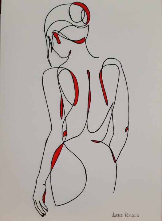 Femme papillon 绘画, 11.8x8.3 in