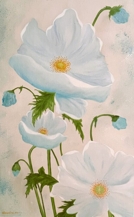 Painting titled "Sensitive" by Karina Romanova (Clementina), Original Artwork, Oil Mounted on Wood Stretcher frame