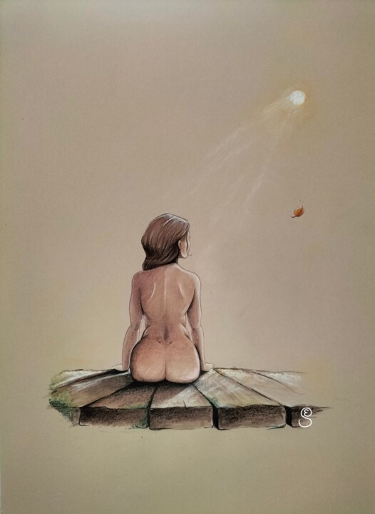Drawing titled "Couleurs automnales" by Edith Stenven, Original Artwork, Watercolor