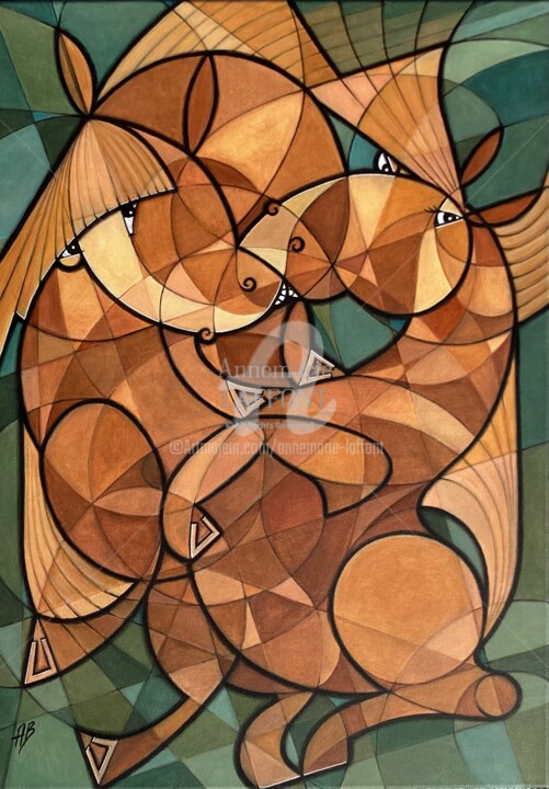 Horse duo 绘画, 27.6x19.7 in