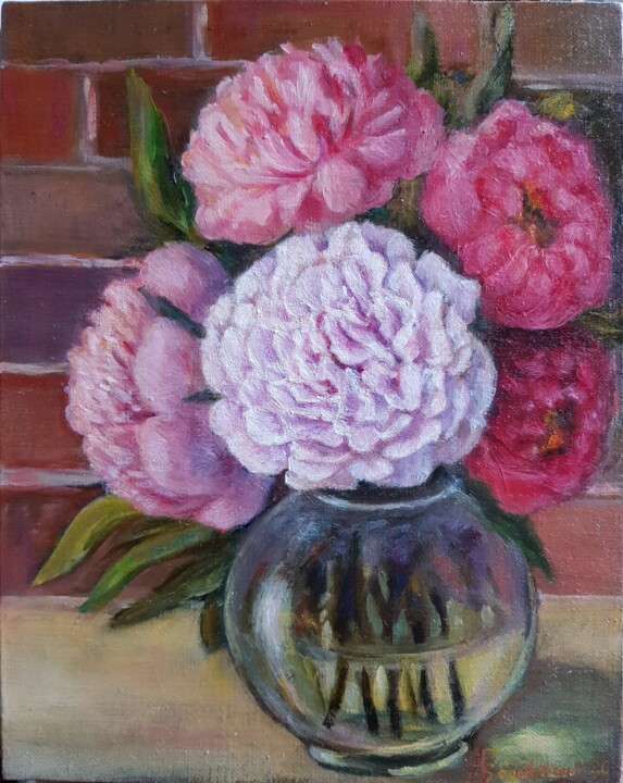 Painting titled "Pions" by Anna Fainitskii, Original Artwork, Oil