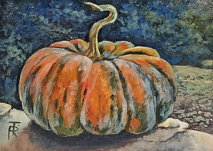 Pintura titulada "Pumpkin season" por Tamara Rozinskay, Obra de arte original, Oleo Montado en Cartulina