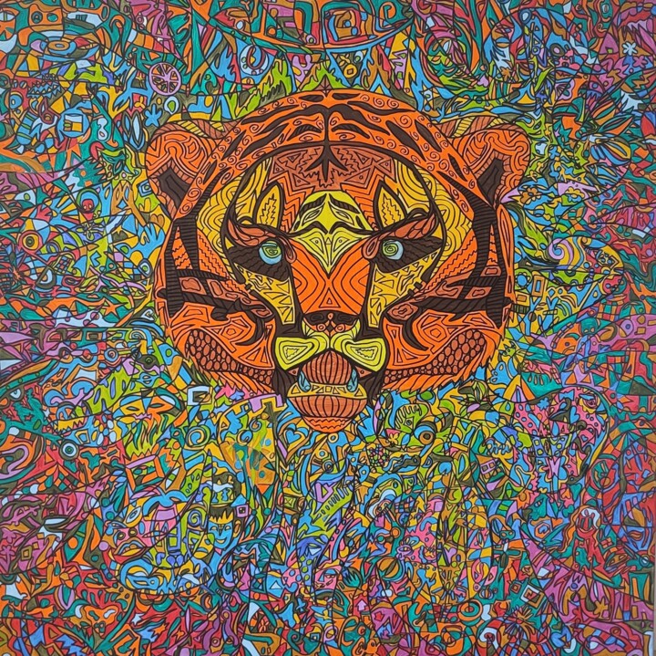Tiger 绘画, 39.4x39.4 in