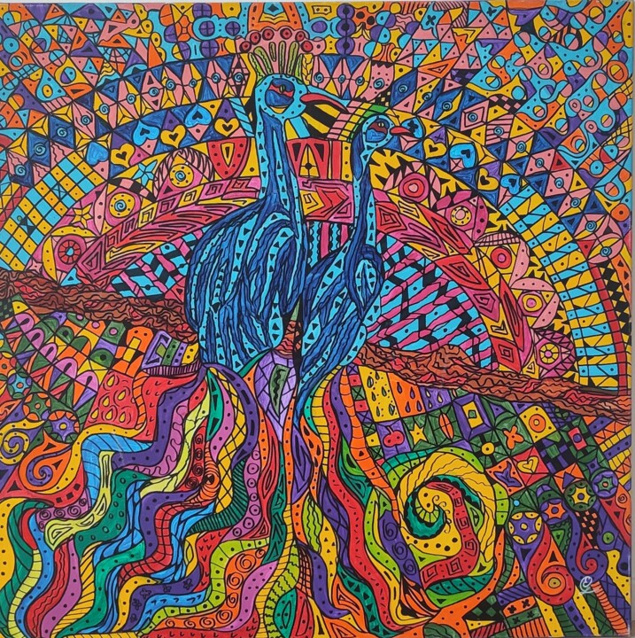 Magic Firebirds 绘画, 39.4x39.4 in
