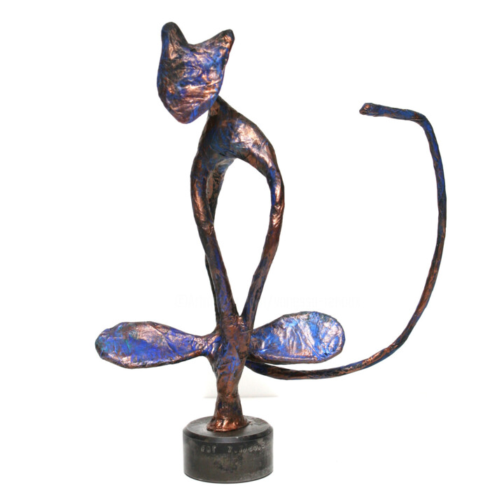 Sculpture Chat bleu nuit assis 雕塑, 9.5x7.1 in