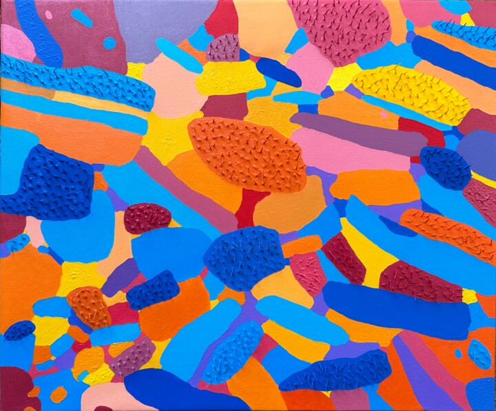 Painting titled "Microorganismus" by Gleb Skubachevsky, Original Artwork, Acrylic Mounted on Wood Stretcher frame