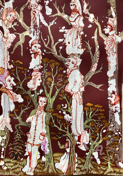 Mémoire d'arbre 绘画, 12.2x8.3 in
