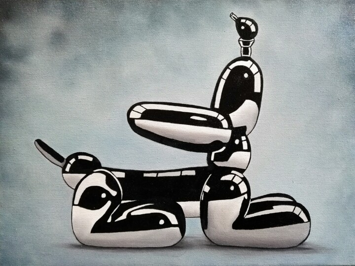 balloon dog tableau, peinture 绘画, 11.8x15.8 in